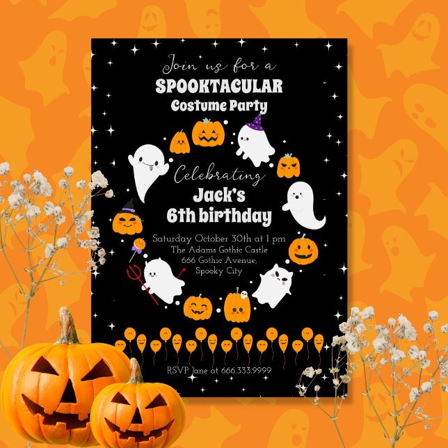 Black Starry SPOOKTACULAR Halloween Birthday Party Invitation (Creator Uploaded)