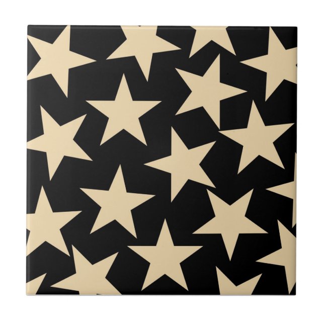 Black Stars Ceramic Tile for Unique Home Accents (Front)