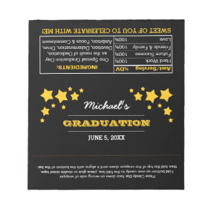 Black Stars Graduation Favor Candy Wrappers Notepad