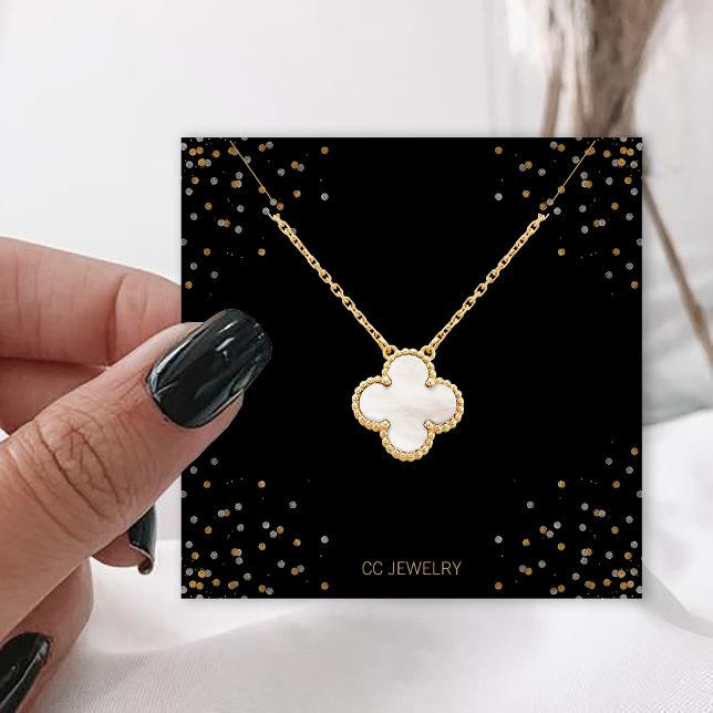 Black Stars Jewerly Necklace Display Square Business Card (Creator Uploaded)