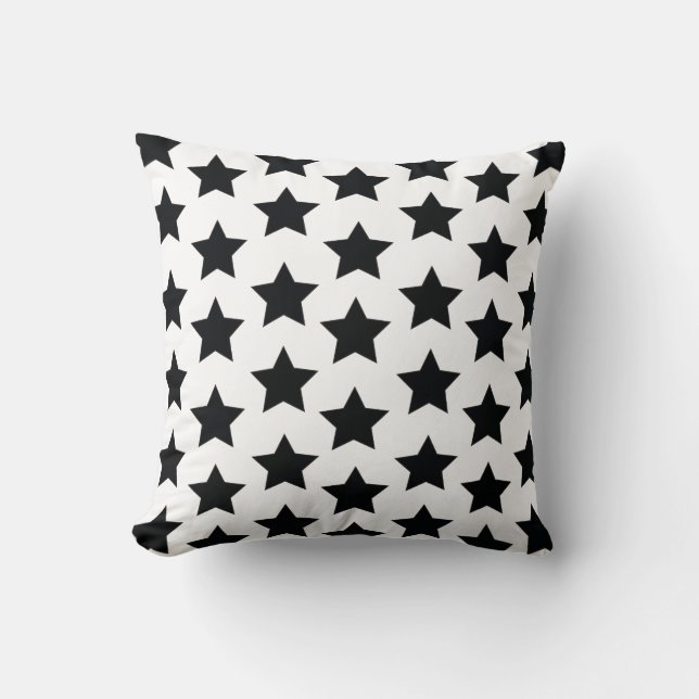 Black Stars, Modern Monochrome Stylish Cushion. Cushion (Front)