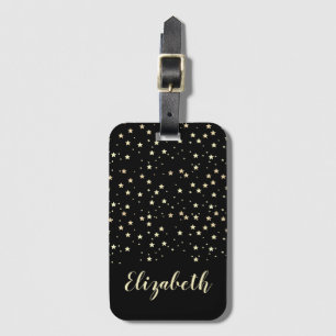 Black Stars Name Luggage Tag