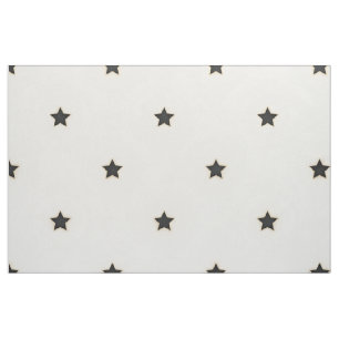 Black Stars on Distressed White (large scale) Fabric