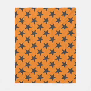Black Stars on Pumpkin Fleece Blanket