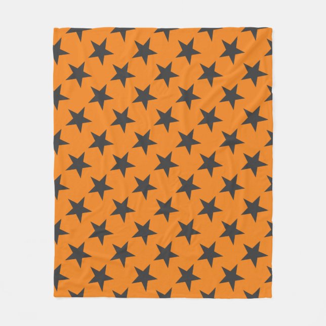 Black Stars on Pumpkin Fleece Blanket (Front)