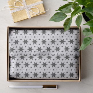Black Stars on White Geometric Pattern Tissue Paper