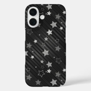 Black Stars Pattern iPhone 16 Case