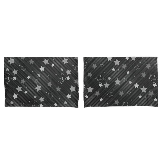 Black Stars Pattern Pillowcase (Front-Set)