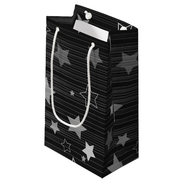Black Stars Pattern Small Gift Bag (Front Angled)