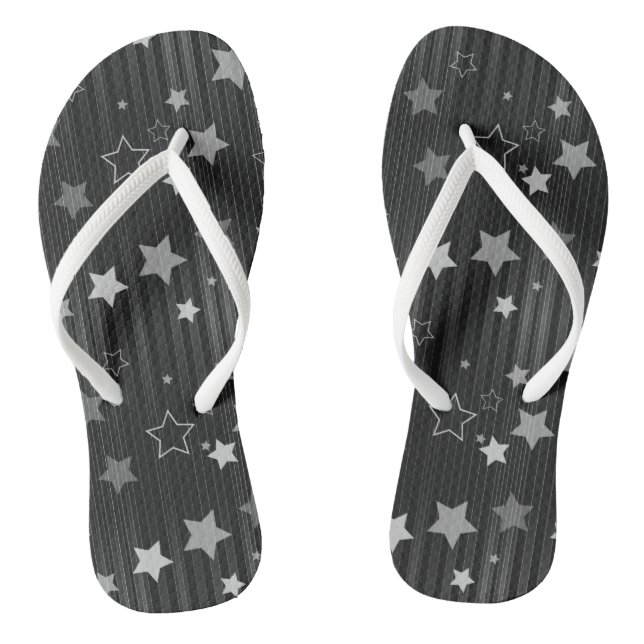 Black Stars Pattern Thongs (Footbed)