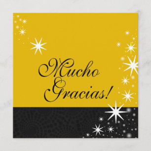 Black Stars Quinceañera Mucho Gracias Note Card