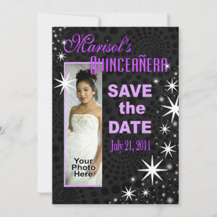 Black Stars Quinceañera Photo Party Invitation