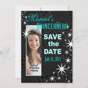 Black Stars Quinceañera Photo Party Save The Date