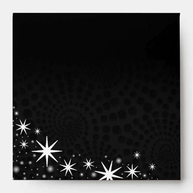 Black Stars Quinceañera Square Invite Envelope (Front)
