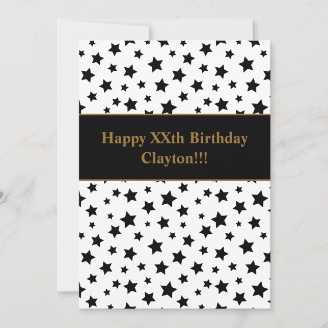 Black Stars With Message Birthday Party Invitation (Front)