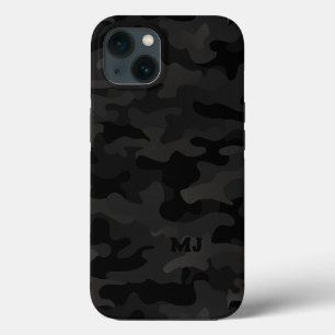 Black Stealth Camo with Initials iPhone 13 Case