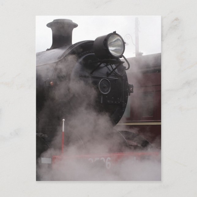 Black Steam Train Postcard (Front)