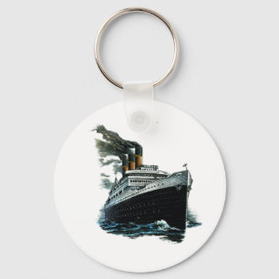 Black steamer ship key ring
