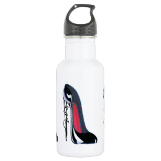 Black steampunk style heel stiletto shoe art 532 ml water bottle