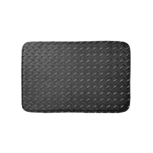 Black steel, fluted metallic texture. bath mat