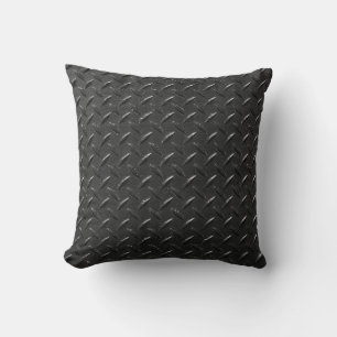Black steel, fluted metallic texture. cushion