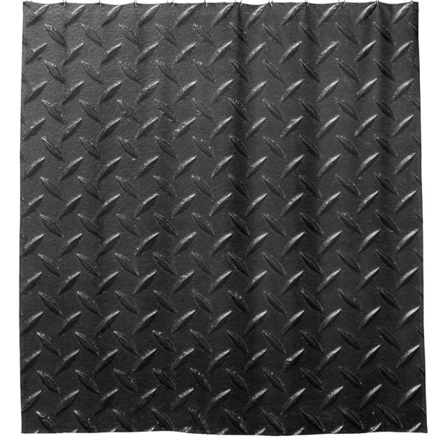 Black steel, fluted metallic texture. shower curtain (Front)