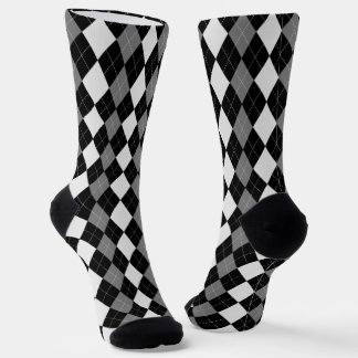 BLACK & STEEL GREY Argyle Pattern Socks