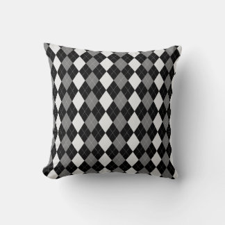 Black & STEEL GREY Diamonds ARGYLE Pattern Cushion