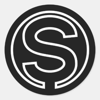 Black Sticker Circle Letter S