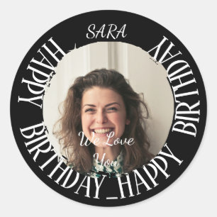 black Sticker for birthday fully customisable