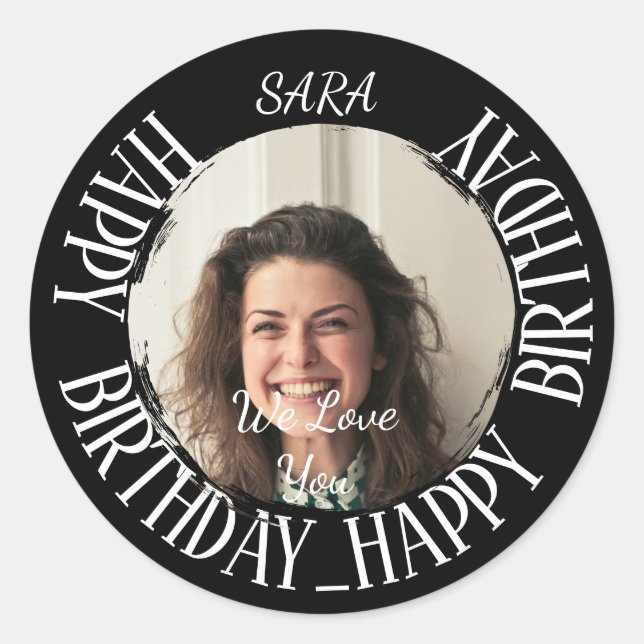 black Sticker for birthday fully customisable (Front)