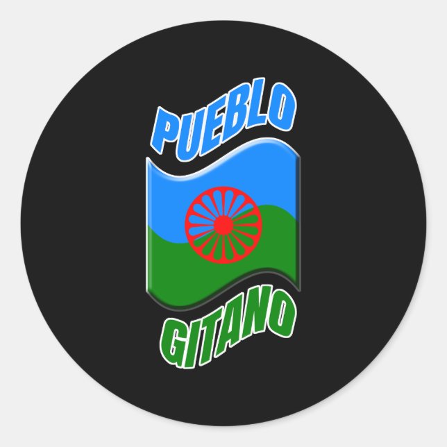 Black sticker with Gypsy village flag. (Front)
