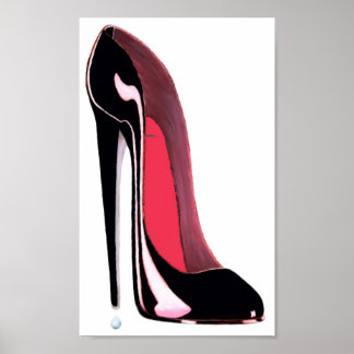 Black Stiletto High Heel Shoe Art Poster