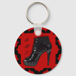 Black Stiletto on Red Key Ring