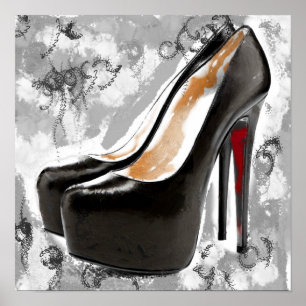 Black Stiletto Red Bottom Heels Poster