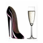 Black Stiletto Shoe and Champagne Print