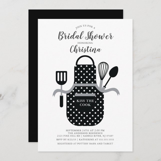 Black Stock the Kitchen Bridal Shower Invitation (Front/Back)