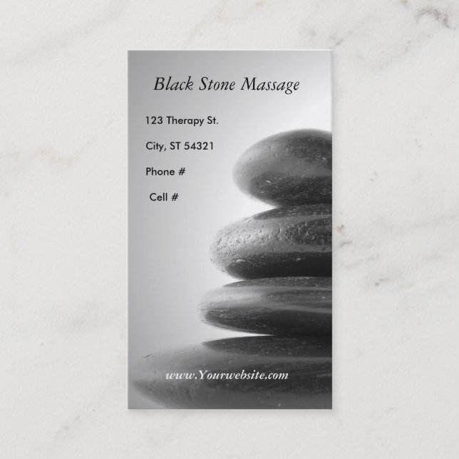 Black Stone Massage Business Card (Front)