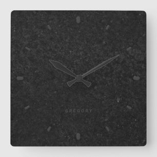 Black Stone Print Texture Background Square Wall Clock