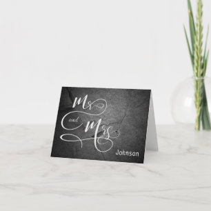 Black stone wedding thank you card