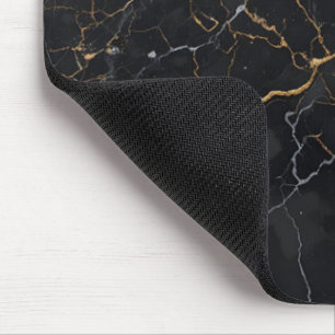 Black Stone with Gold & Silver Veins Mouse Pad