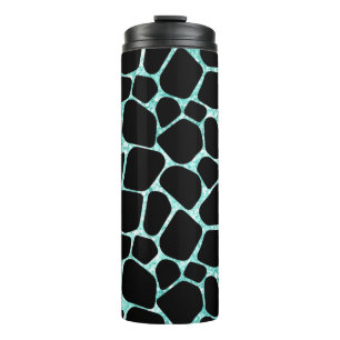 Black Stones Bright Turquoise Geometric Forms Thermal Tumbler