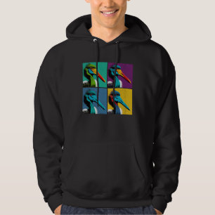 Black Stork Pop Illustration Colorful Animal Men Hoodie