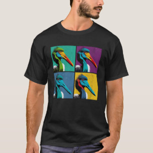 Black Stork Pop Illustration Colourful Animal Men T-Shirt