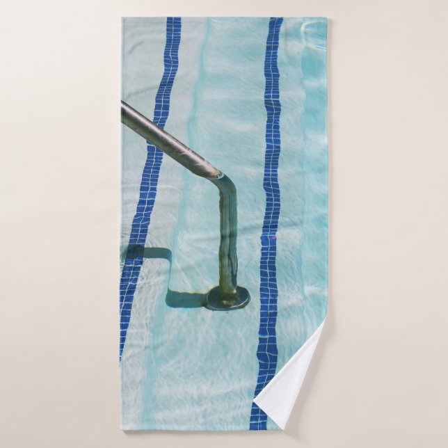 Black strap on blue swimming pool bath towel (Bath Towel)