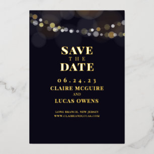 Black String Lights Foil Save the Date