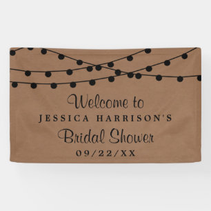 Black String Lights On Rustic Kraft Bridal Shower Banner