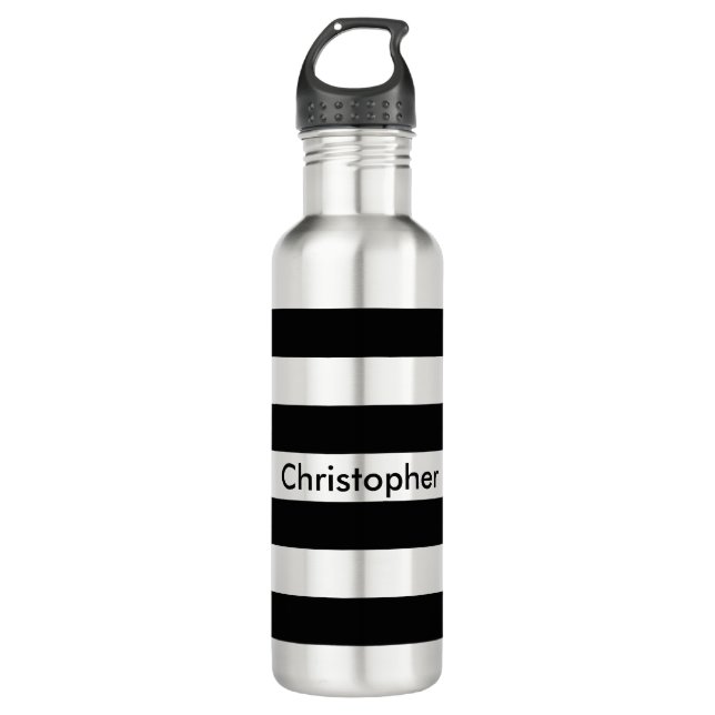 Black Stripe 710 Ml Water Bottle (Front)