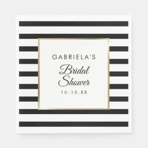 Black Stripe Elegant Gold Bridal Shower Napkins