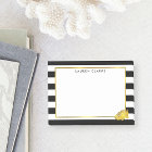 Black Stripe & Faux Gold Peony